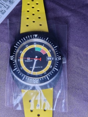 Tissot Sideral S Powermatic 80 Yellow Rubber Strap Watch 