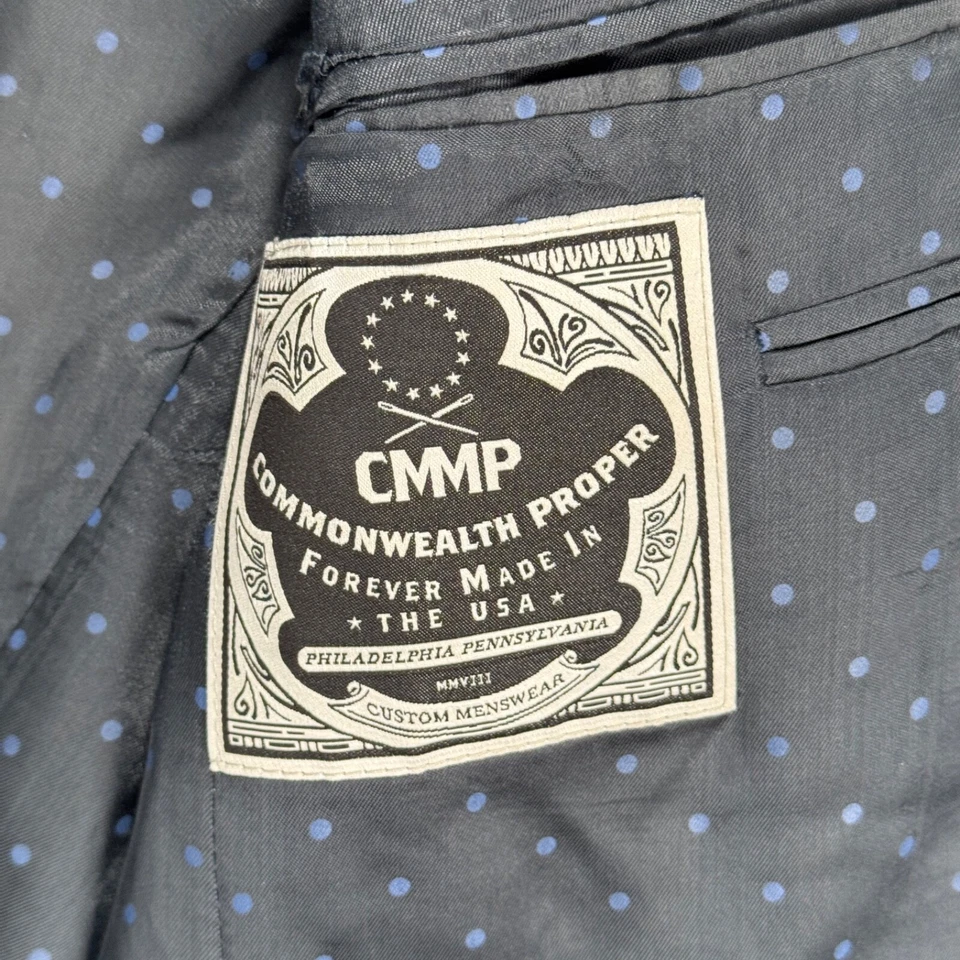 Abrigo Deportivo Commonwealth Proper Blazer Hombre 39L Azul Marino 2 Btn Lana Hecho en EE. UU. Foto 3 de 4