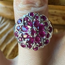 Genuine Ruby Sterling Silver Cocktail Ring Size 6