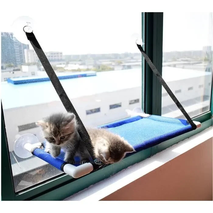 Dodo de fenêtre pour chat bleu, le hamac parfait pour observer les oiseaux