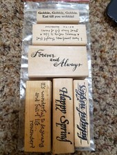 Lot 6 assort words Spring forever always gobble rubber stamps 117