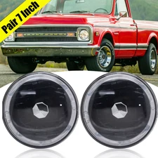 2Pcs 7" Inch Round LED Red Halo Headlights Lamps For Chevy C10 C20 Pickup Truck