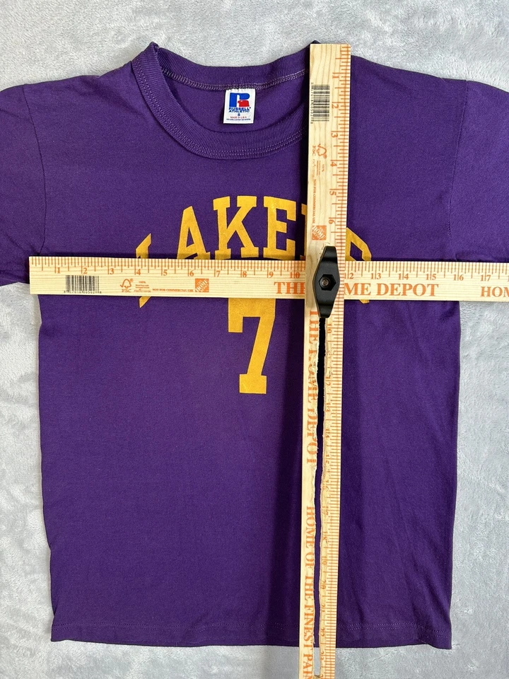 Camiseta deportiva Russell de colección rara de los 80 puntada única para hombre pequeña NBA LA Lakers EE. UU. Foto 4 de 4