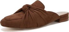 NEW Mules for Women / Flats Suede Bowknot, Square Toe, Backless Loafers BROWN