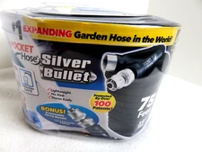 Pocket Hose Silver Bullet Light Duty Expandable Garden Hose Black 3/4"D X 75'L