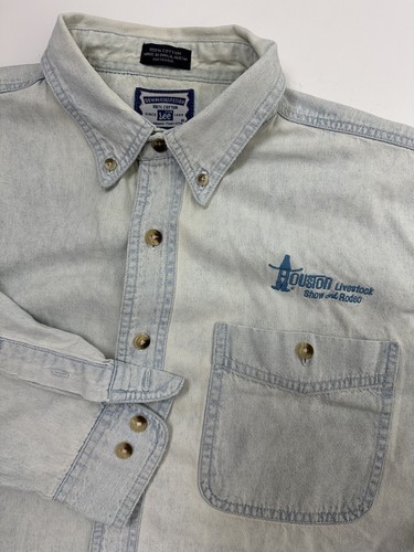 Vintage Houston Livestock Show & Rodeo Jeanshemd Herren XL Oversized Knopfleiste Cowboy - Bild 17 von 23
