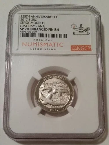 2017 S Effigy Mounds NP Quarter Enhanced SP70 NGC First Day - ANA