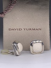 David Yurman Sterling Silver White Agate 16mm Omega Back Earrings