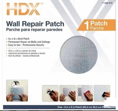 HDX Box of 12 Patches of  8 x8  Mesh & Aluminum Wall Repair kits