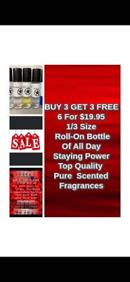 6 For $19.95 MEN WOMEN(W) & UNISEX(U) Body Oil Fragrances 10 ml