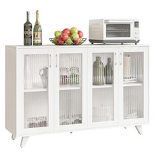 Sideboard Kitchen Buffet Cupboard Console Table with Glass Doors Cabinet 2 Shelf