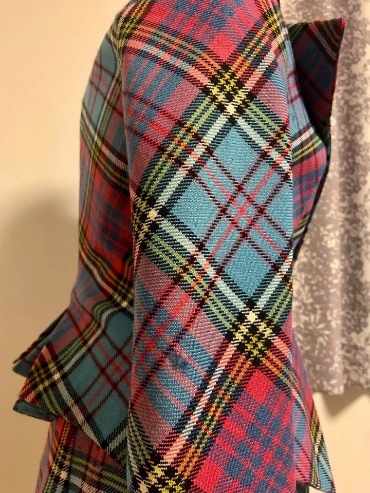 Traje Chaqueta Falda Vintage Vivienne Westwood Azul Mac Y Cuadros Tartán Conjunto Japón Foto 3 de 4