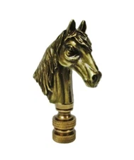Lamp Finial-HORSE HEAD-Aged Brass Finish, Highly detailed metal casting-FS