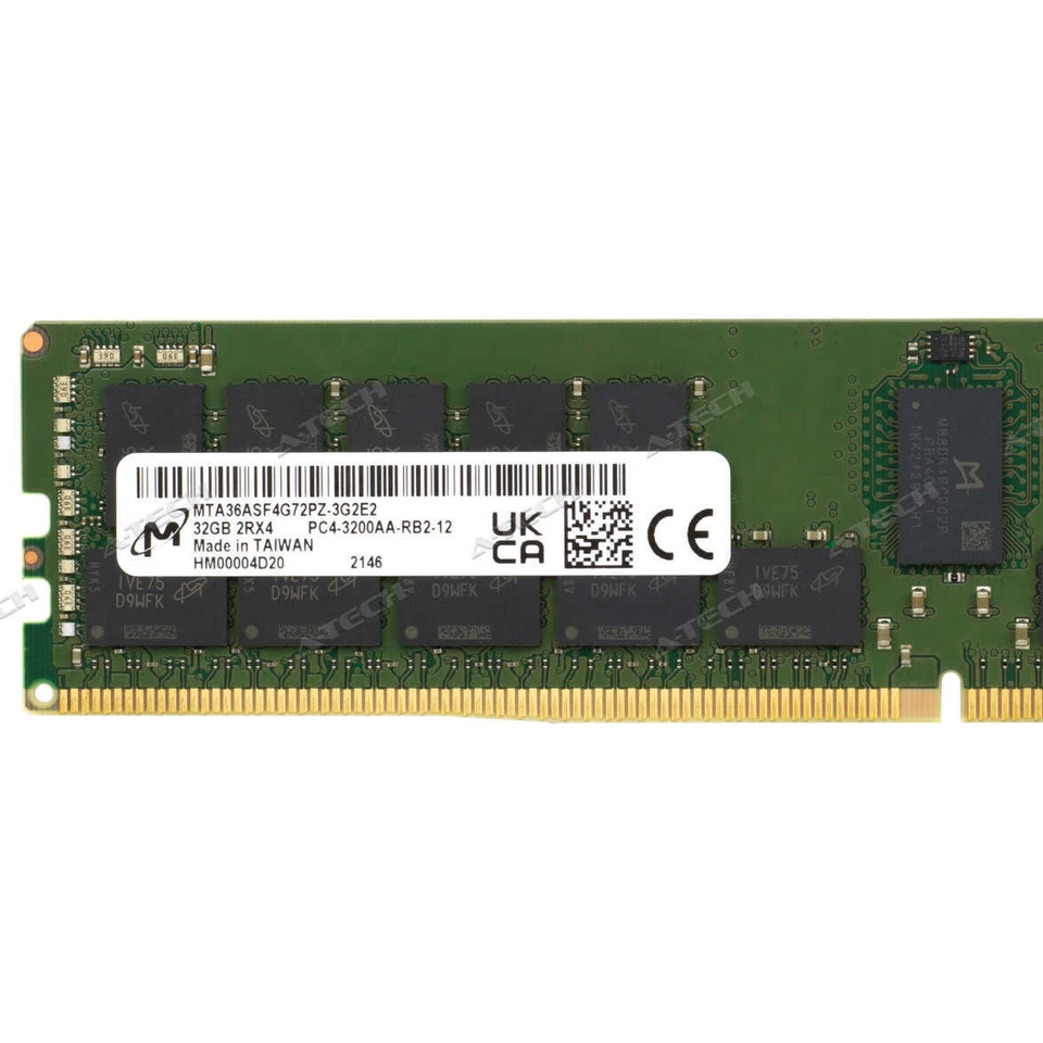 Micron 32GB MTA36ASF4G72PZ-3G2 3G2E2 3G2E7 3G2J1 3G2J3 3G2R1 Server Memory RAM - Image 2 of 4