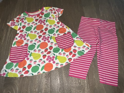 Mini Boden Girls TWO PIECE LOT. Sz 8 9 10. Fruit Tunic, Hot Pink Stripe Capris