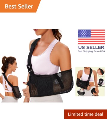 Mesh Breathable Shoulder Immobilizer Sling for Arm & Wrist Pain - Large