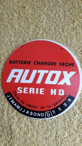 Vintage autocollant Autox Série HD Batterie chargée séché 9 cm Sticker 1974 - Picture 2 of 3