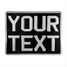 9x7 Black and silver Motorcycle Kids Car text age pressed number plate aluminium
