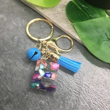 3.5" Handmade Resin Pendant Initial Keychain E Tassel Bell New Free Ship 8869