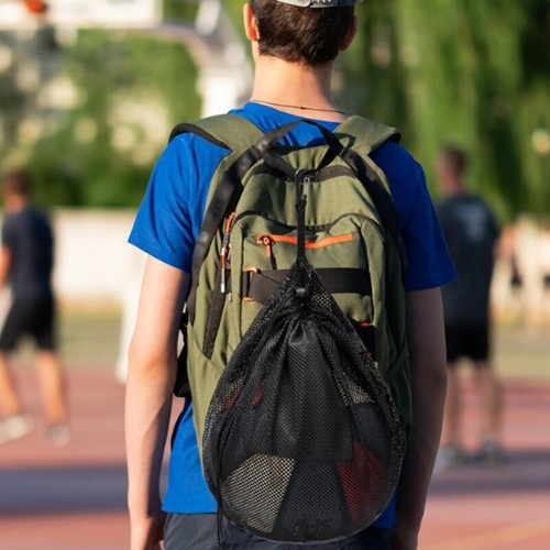 Drawstring Bag with Hanging Hook for Carrying Soccer Volleyball, Sport Mesh Bag - Picture 5 of 8