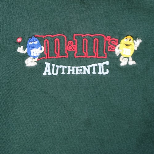 Rare Vintage M&M’S BRAND Authentic Pullover Crewneck Sweatshirt 90s Green Youth - Picture 2 of 8