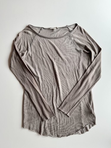 COTTON CITIZEN Vintage Taupe Grey Cotton Scoop Neck Raglan T-Shirt Top, Size S - Picture 5 of 11