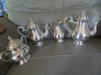 cafetière, théière, sucrier, pot à lait en métal argenté orfèvre Alpadur 100 - Photo 1/4