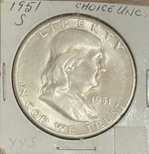 1951-S Franklin Silver Half Dollar 50c Choice UNC 90% Silver