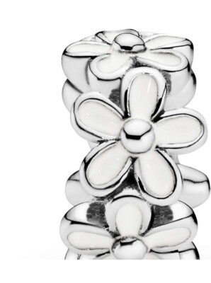 New 100% Original PANDORA Brand 791495EN12 White Daisy Flower Spacer Charm