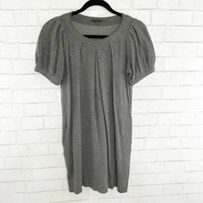 Theory Gray Becca Puff Sleeve Pullover Mini Shift Dress Women's Size Small