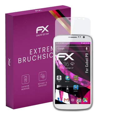 atFoliX Glasfolie für Cubot P9 Displayfolie 9H Schutzpanzer Displayschutzfolie