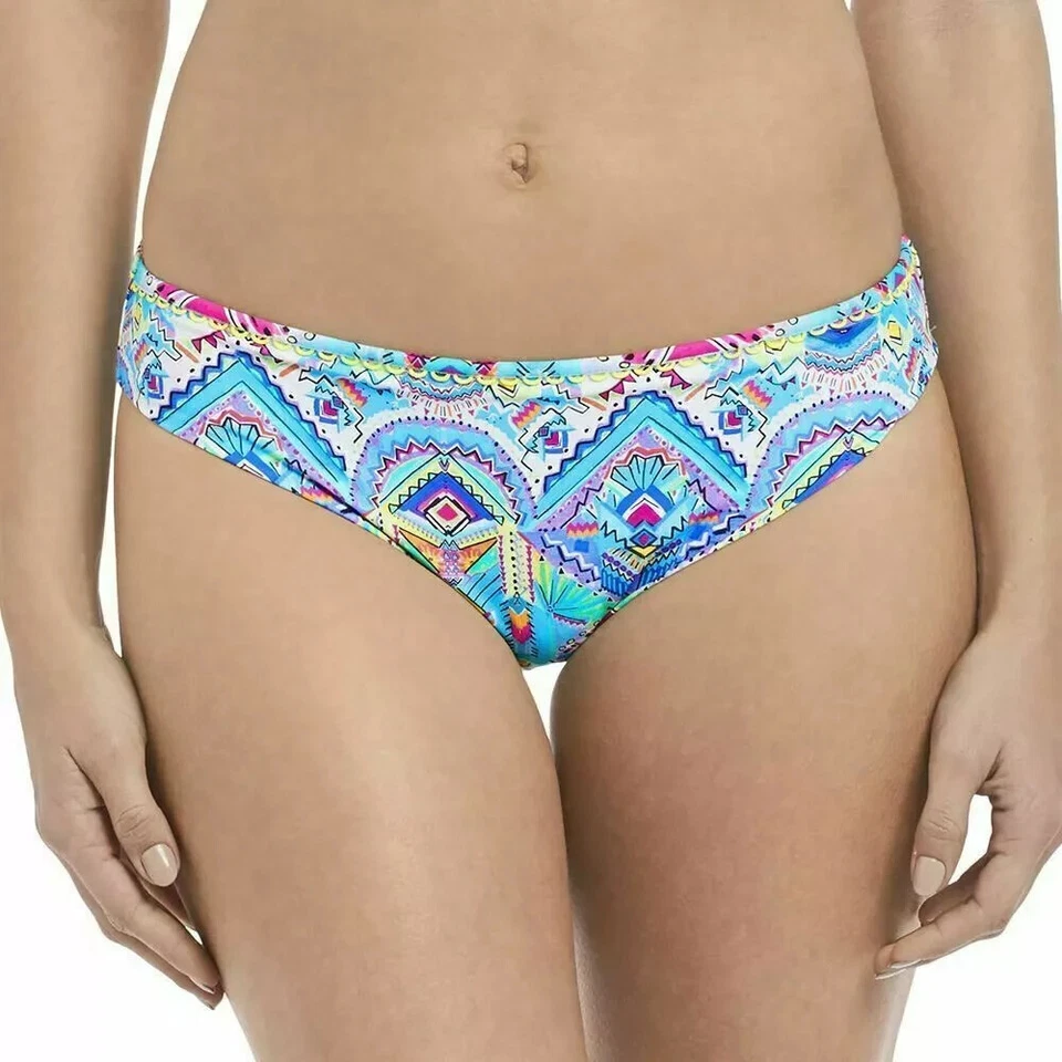 Freya New Native Bikini Brief Plus Size 2XL 18 20 Blue Pink Tribal Bottom 3533 - Image 4 of 4