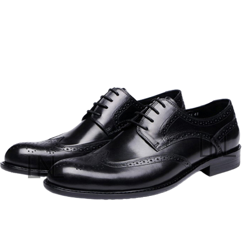 A closer look at Sleek Black Oxfords With Wing Tips For Black Tie