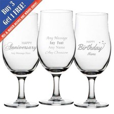 Personalised Engraved Seasonal Draft Stemmed Beer Glasses