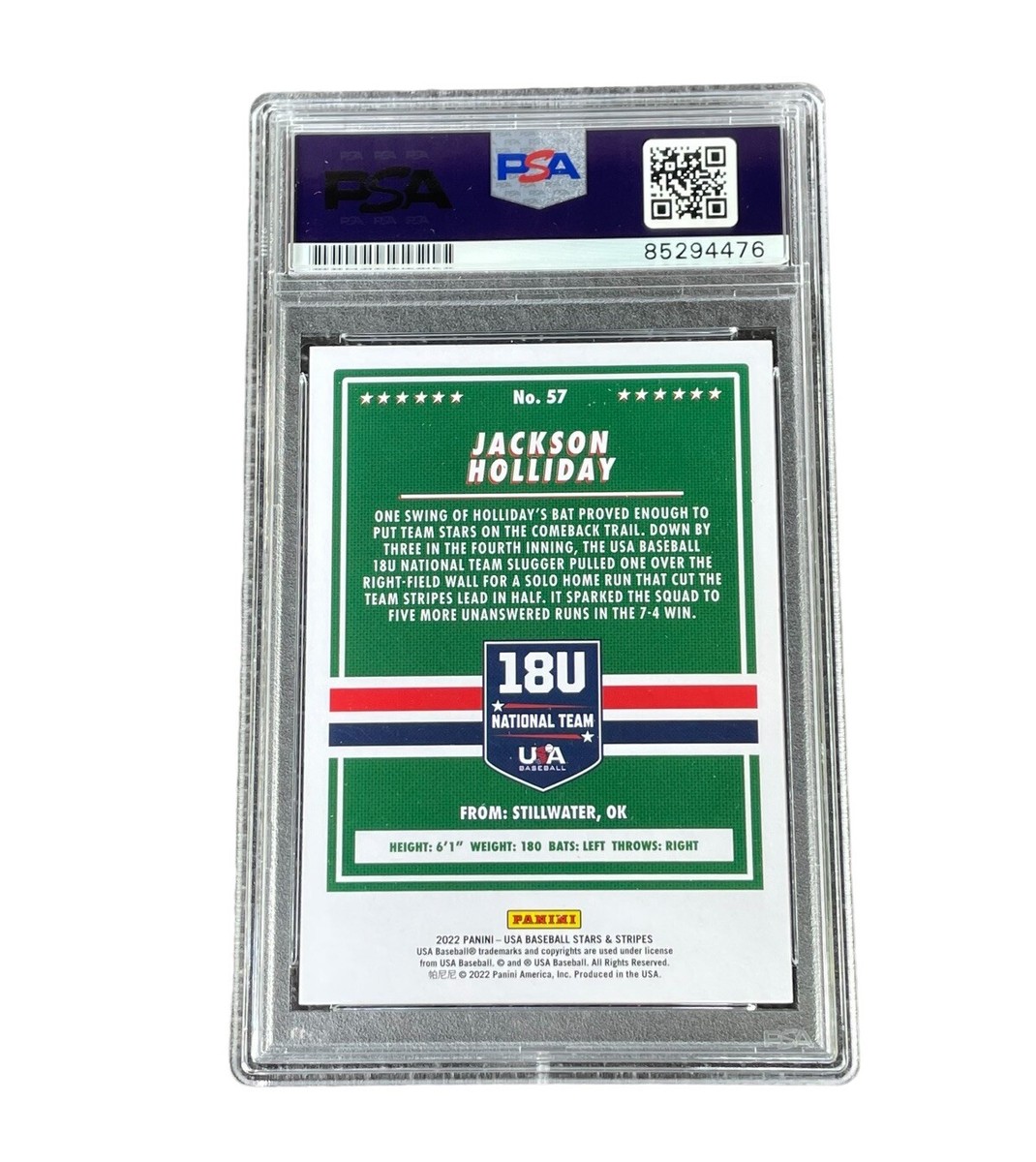 Jackson Holliday Signed Card USA Stars & Stripes AUTO Baltimore