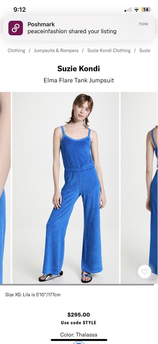 $325 Suzie kondi Blue Elma Flare Tank Jumpsuit XXL | eBay