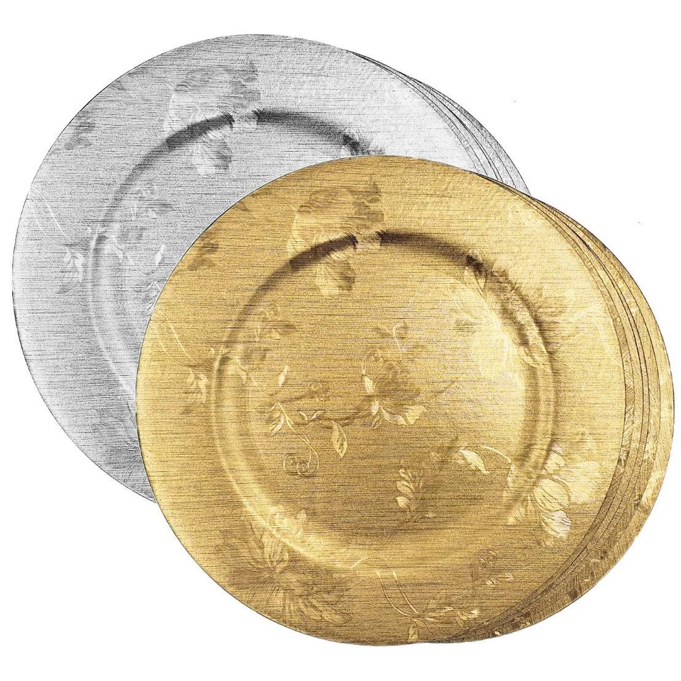 6 Festliche Dekoteller FLEUR 33cm Unterteller Platzteller Dekoschale Weihnachten