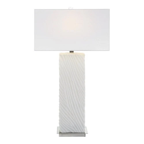 Uttermost Pillar Contemporary Iron and Fabric Table Lamp in White - Picture 1 of 9
