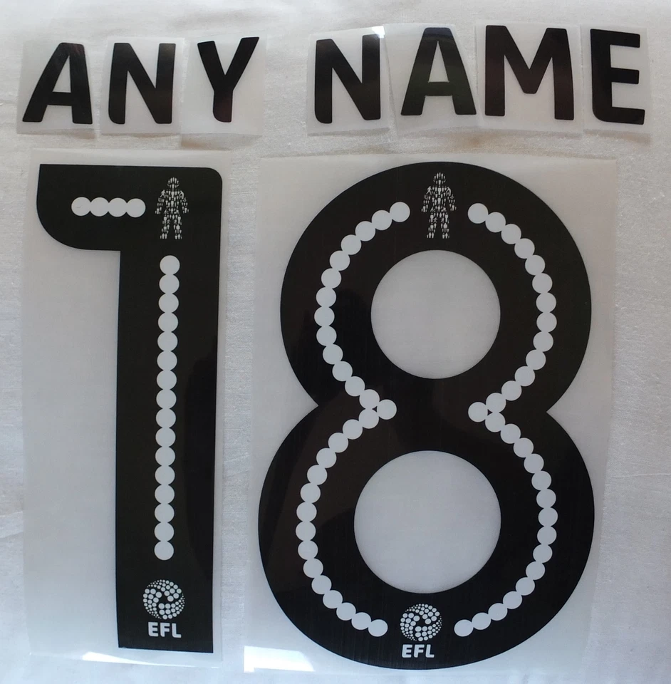 Official Sporting id EFL Football League Shirt Name & Number Printing Set BLACK