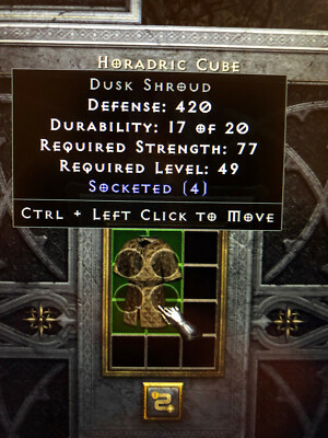 DIABLO 2: RESURRECTED  4OS dusk shroud FOR COH, Fortitude  PC SC
