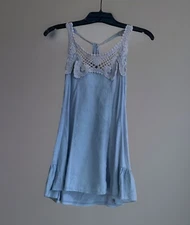 Moda International Halter Top Crochet Silk Modal Size S Fairycore Boho EUC