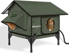 Gable Heated Cat House for outside Cats in Winter, 100 Waterproof, Escape Door,