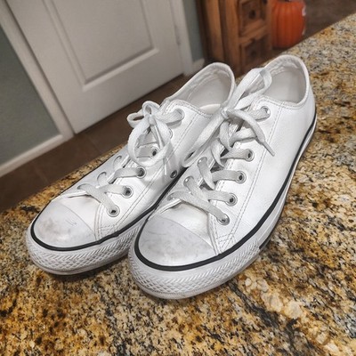 Converse All Star White Leather Sneakers Size 7 Mens 9 Women's