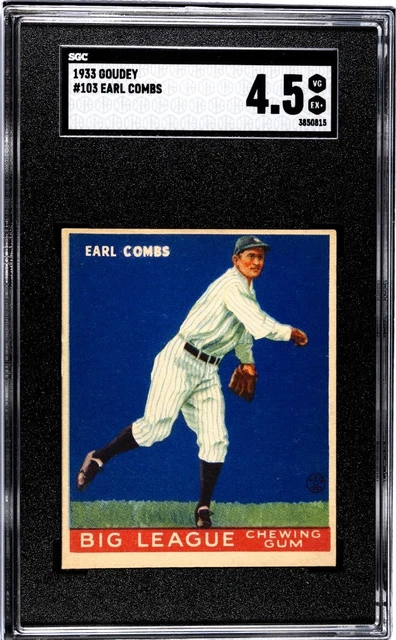 Earle Combs 1933 Goudey #103. New York Yankees. SGC 4.5