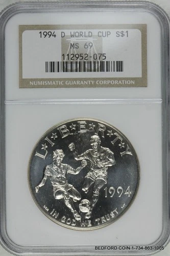 NGC MS69 1994-D WORLD CUP COMMEMORATIVE SILVER DOLLAR $1 (BC75)