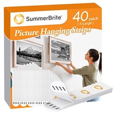 XL Picture Hanging Strips Heavy Duty, 40 Strips Damage X-Large 20 Pairs White 0.57 per strip
