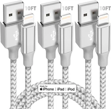 Iphone Charger [Apple Mfi Certified] 3Pack 10FT Long Lightning Cable Fast Chargi