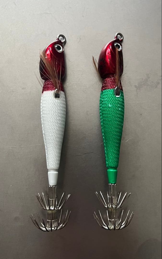ANISAKIS Squid Jig Set 15号 Red White & Green Fishing Lure, Used, 2 pcs - Image 4