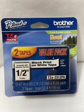 P-Touch Brothers 1/2 TZE-2312 2PK Black on White. Laminated Tape 12mm