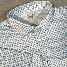Collars  Co Polo Shirt Mens L White Blue Gingham Check Dress Collar NEW NWOT